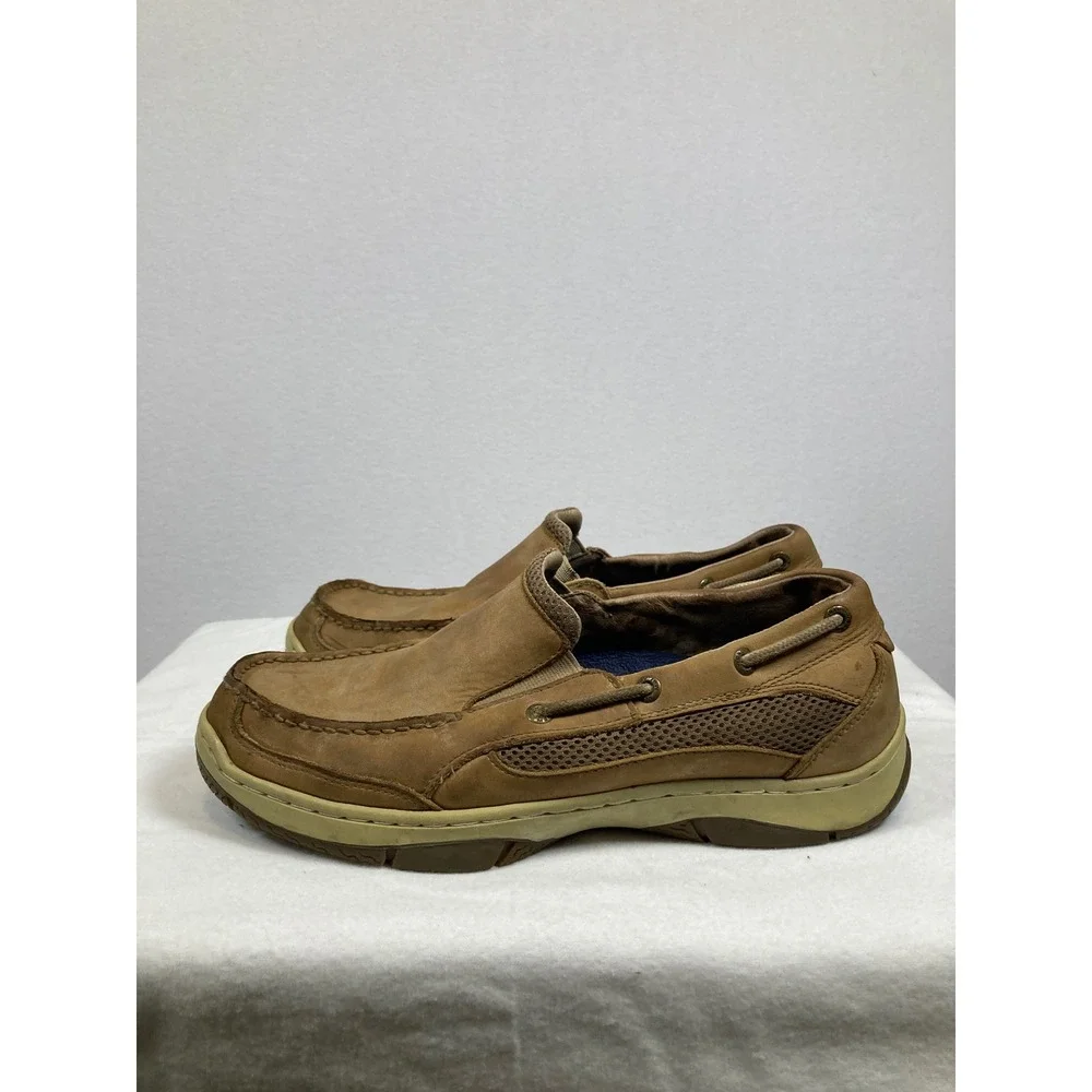 West Marine Performance Slip-On Men‎ 10.5 Tan Leather Mesh Boat Shoes 2520